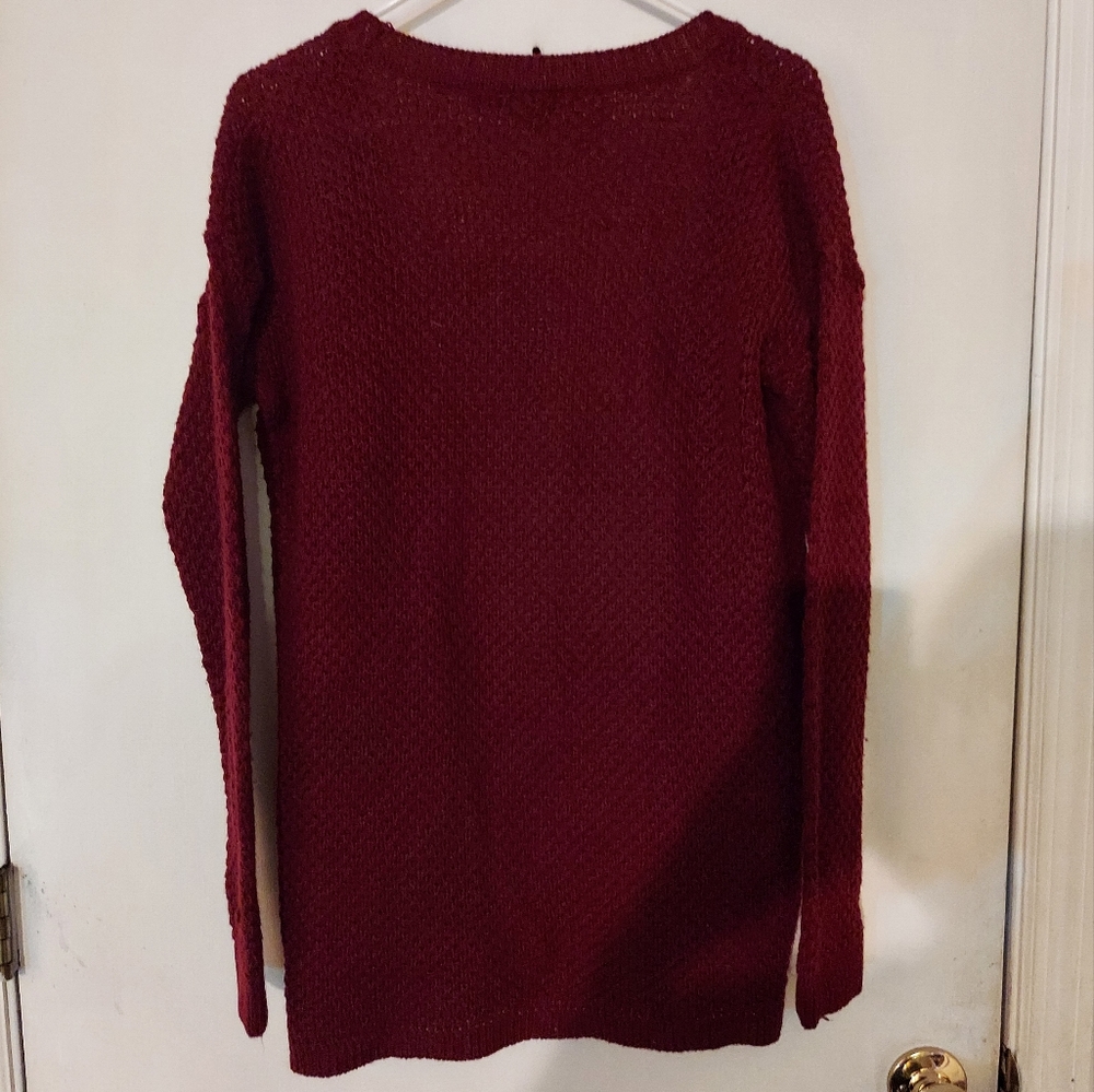 Love Change knit cardigan with pockets- burgundy/wine color - Picture 2 of 4